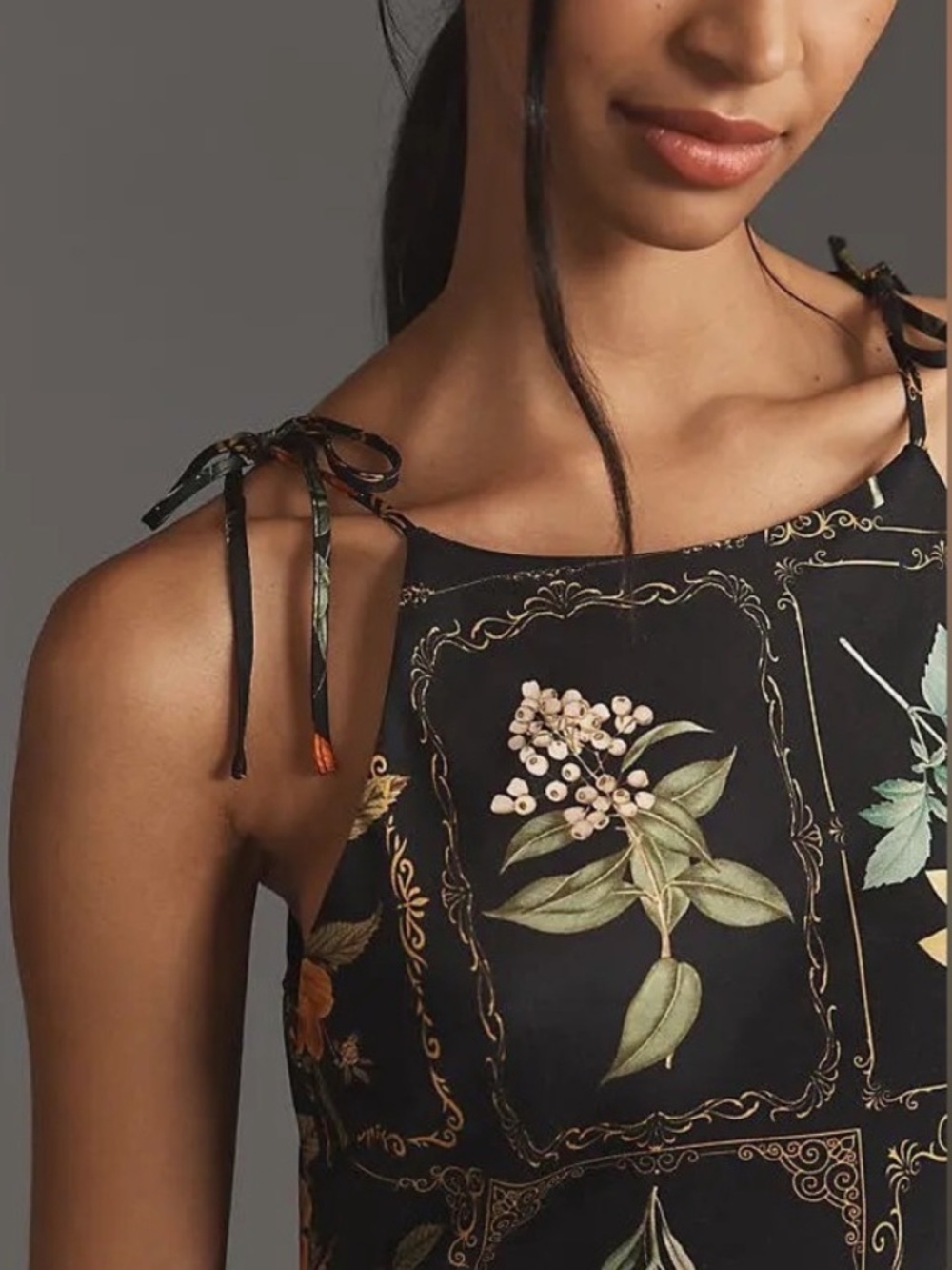 Anthropologie Botanical Halter Maxi Dress with Multicolor Blooms - Picture 3 of 6